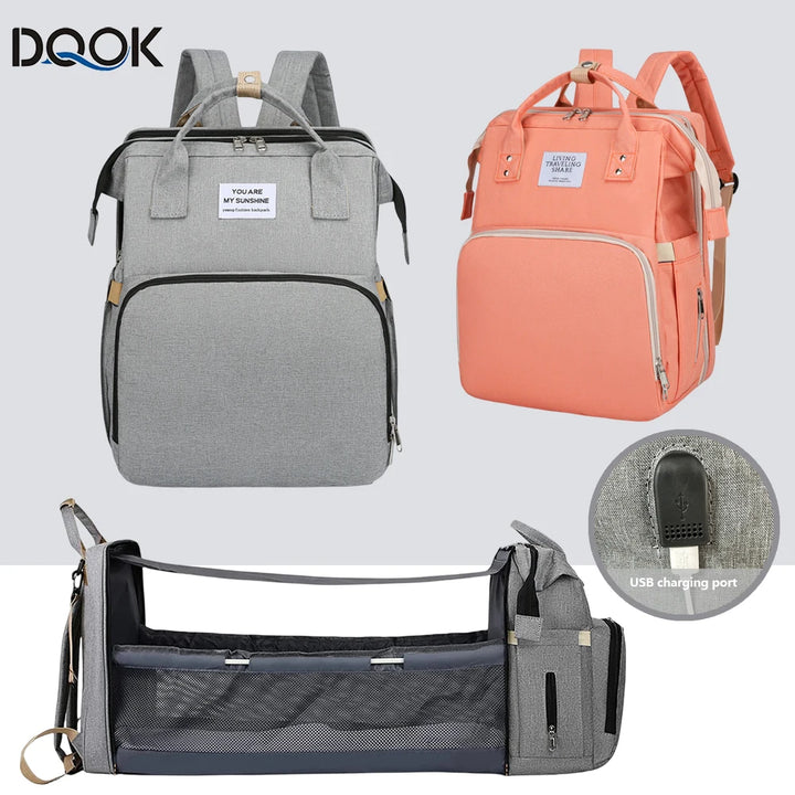 Lightweight Folding Mommy Bag with Crib – Baby Travel Backpack