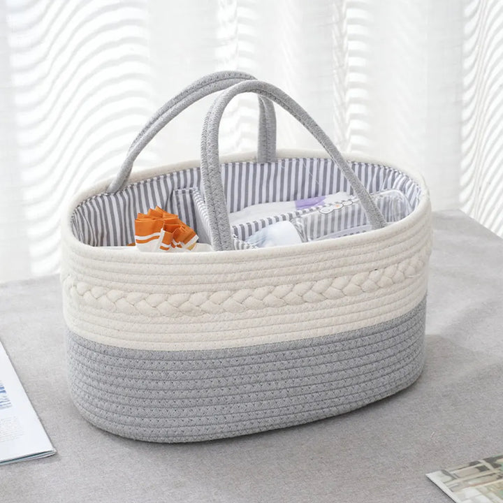 Cotton Rope Baby Diaper Caddy Organizer