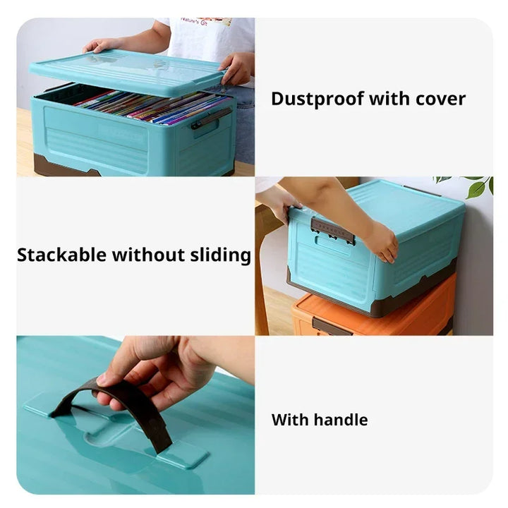 Foldable Plastic Storage Box with Lid – 1 PCS