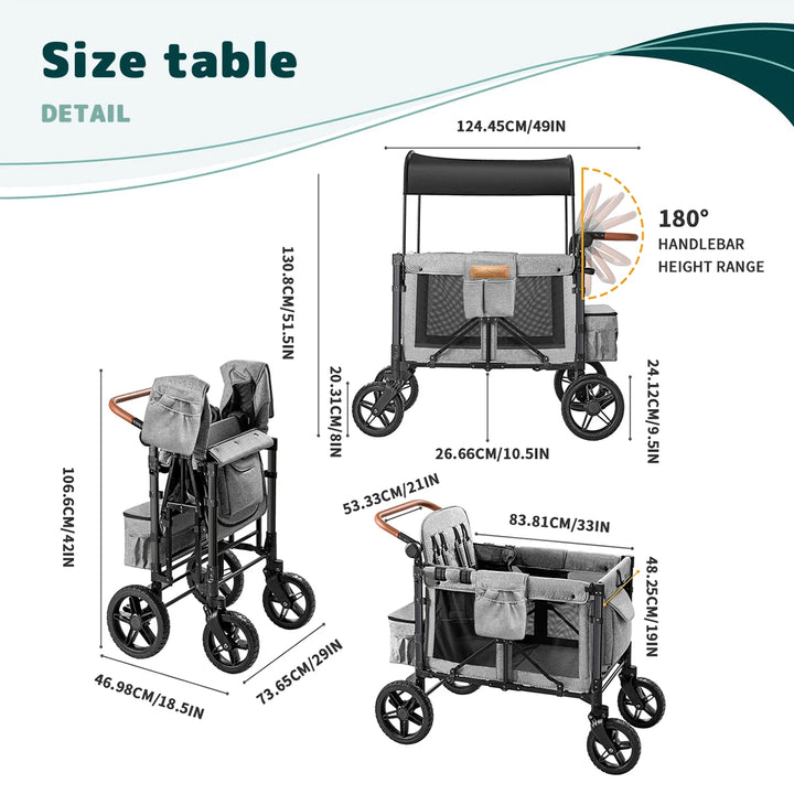 Foldable Portable Baby Stroller with Adjustable Handle