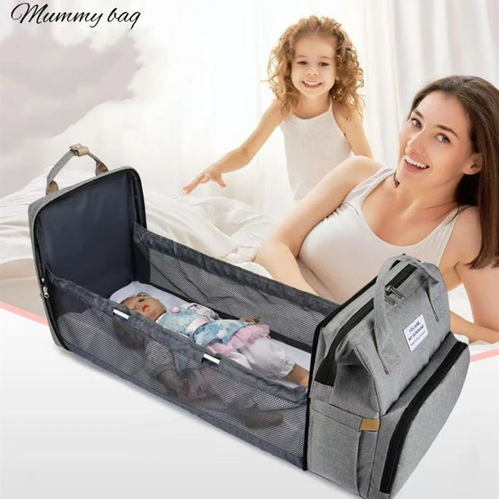 Lightweight Folding Mommy Bag with Crib – Baby Travel Backpack