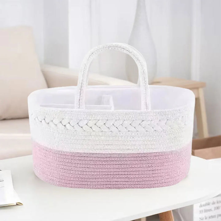 Cotton Rope Baby Diaper Caddy Organizer