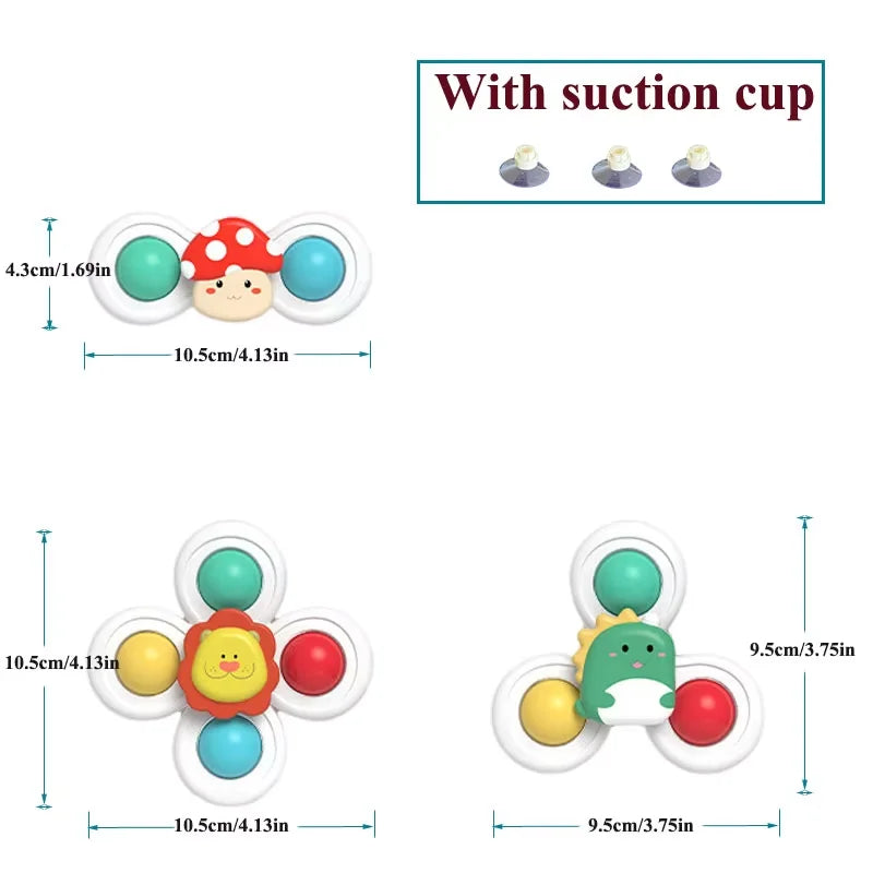 3-in-1 Suction Cup Spinner Toy – Teether, Rattle & Bath Toy