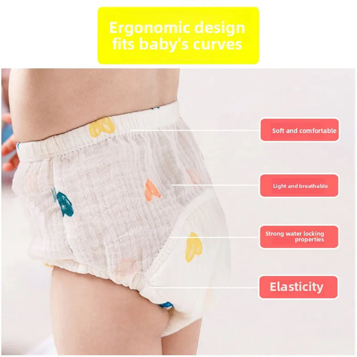 3PCS Cotton Gauze Baby Training Pants – Reusable Summer Diaper Pants