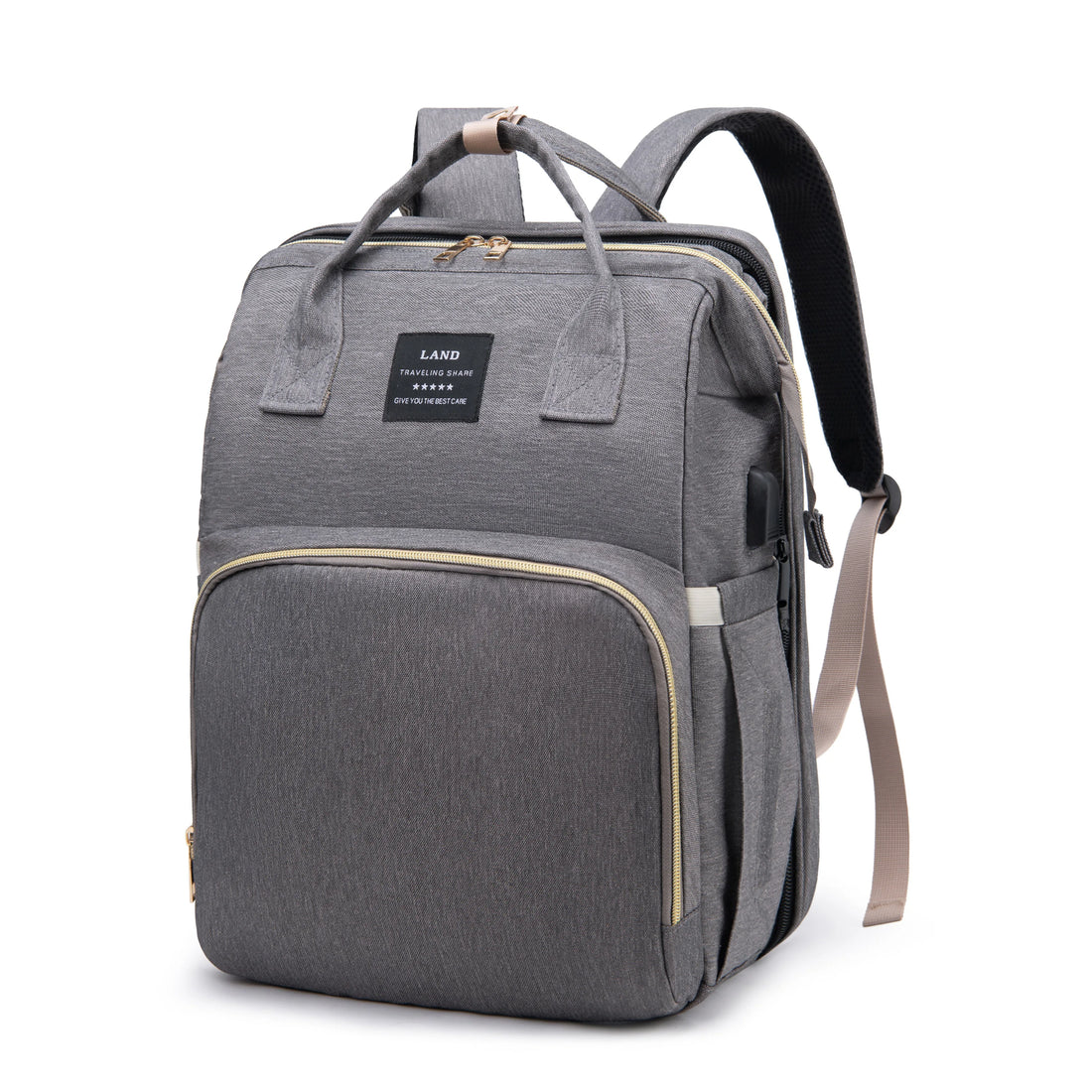 Portable Mommy Bag with Foldable Crib – Travel Diaper Backpack