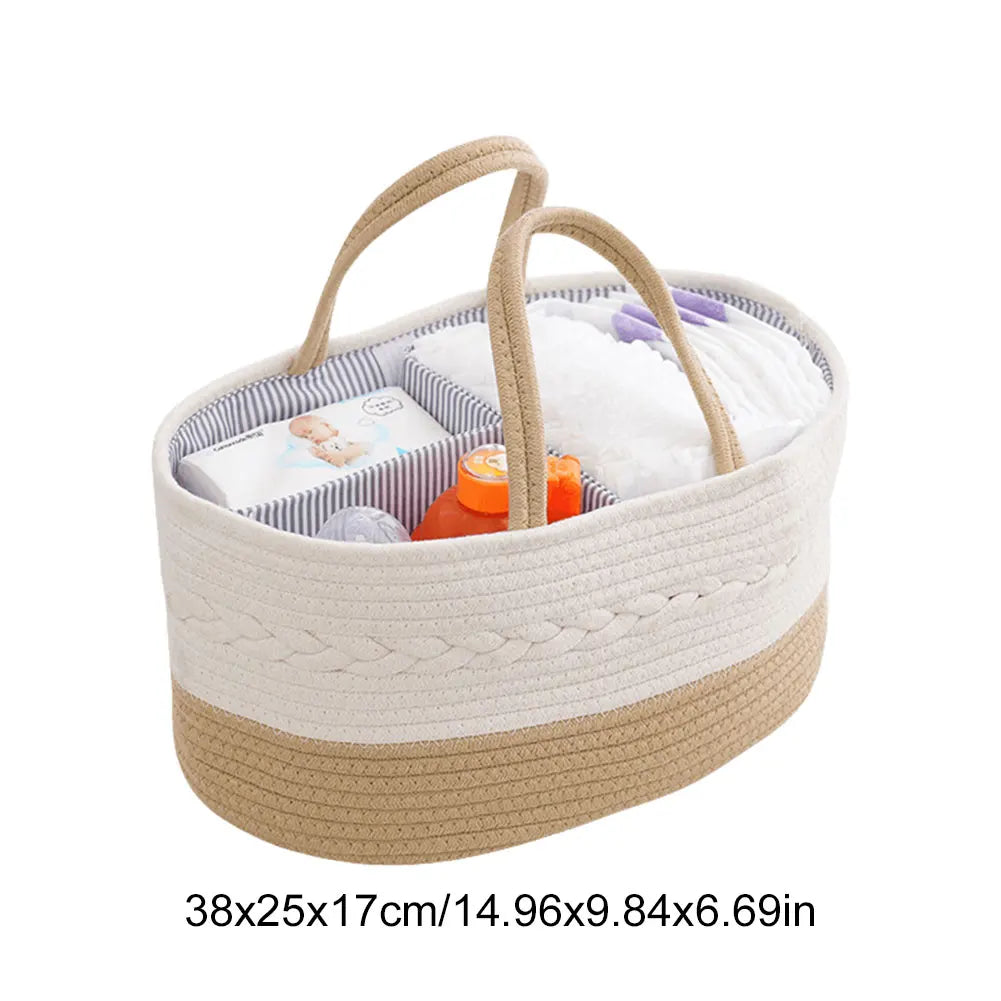 Cotton Rope Baby Diaper Caddy Organizer