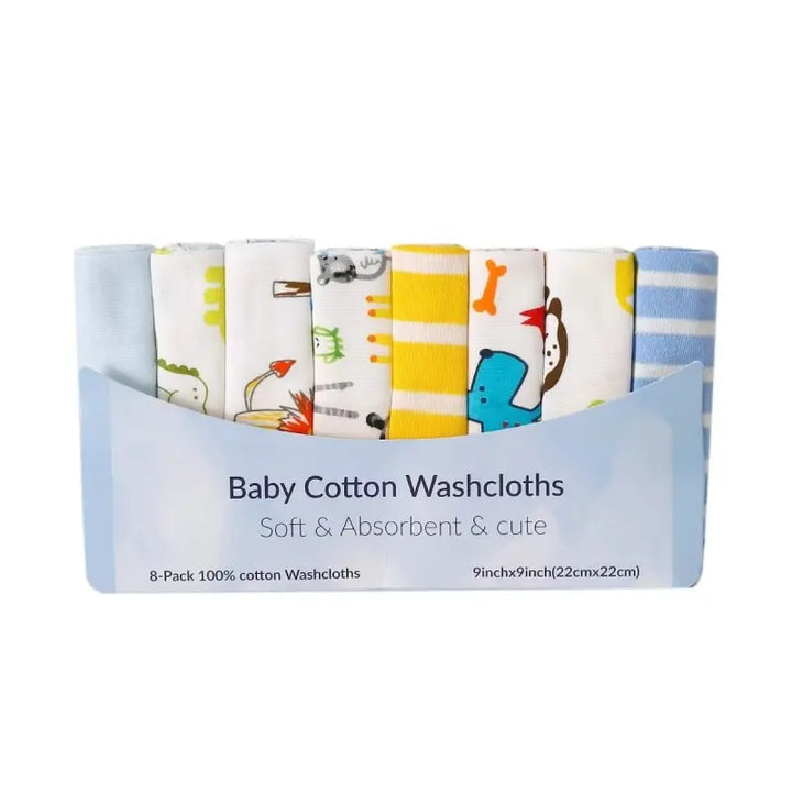 8PCS Cotton Baby Saliva & Nursing Towels – Multi-Color Handkerchief Set