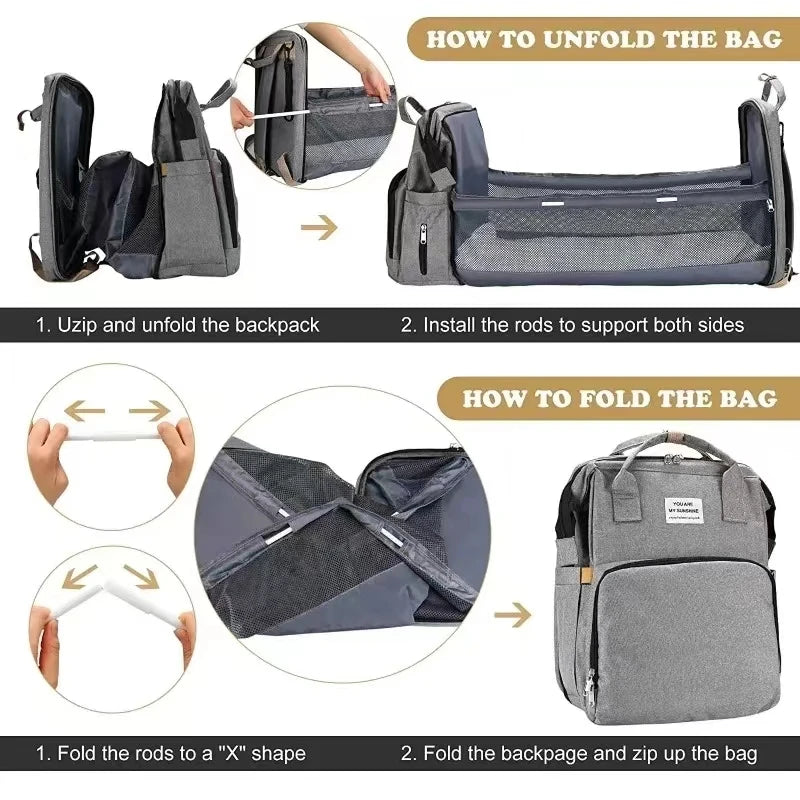 Foldable Diaper Bag with Changing Station