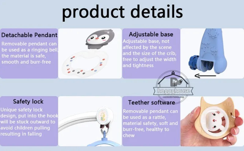 Musical Baby Crib Mobile with Projection & Remote