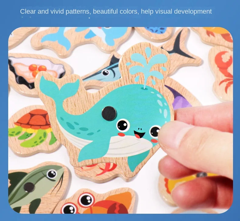 Montessori Wooden Fishing Toy – Marine Life Game