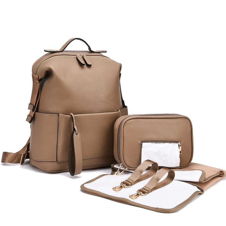 Multifunction Leather Diaper Bag Backpack