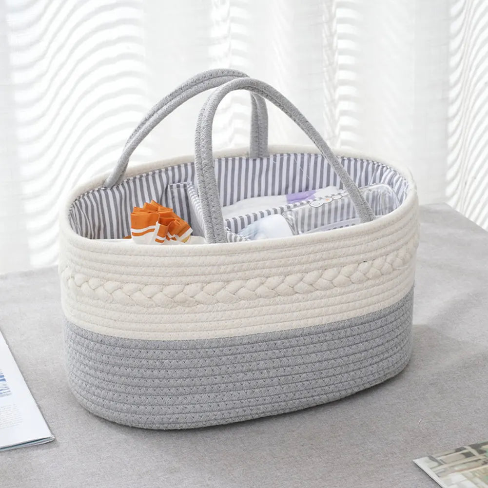 Cotton Rope Baby Diaper Caddy Organizer