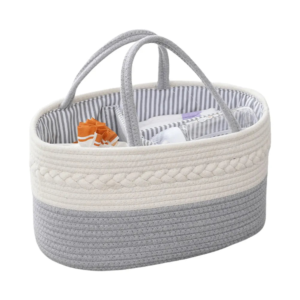 Cotton Rope Baby Diaper Caddy Organizer