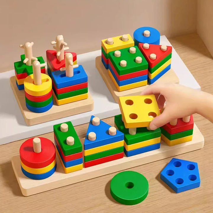 Montessori Wooden Building Blocks Puzzle Toy