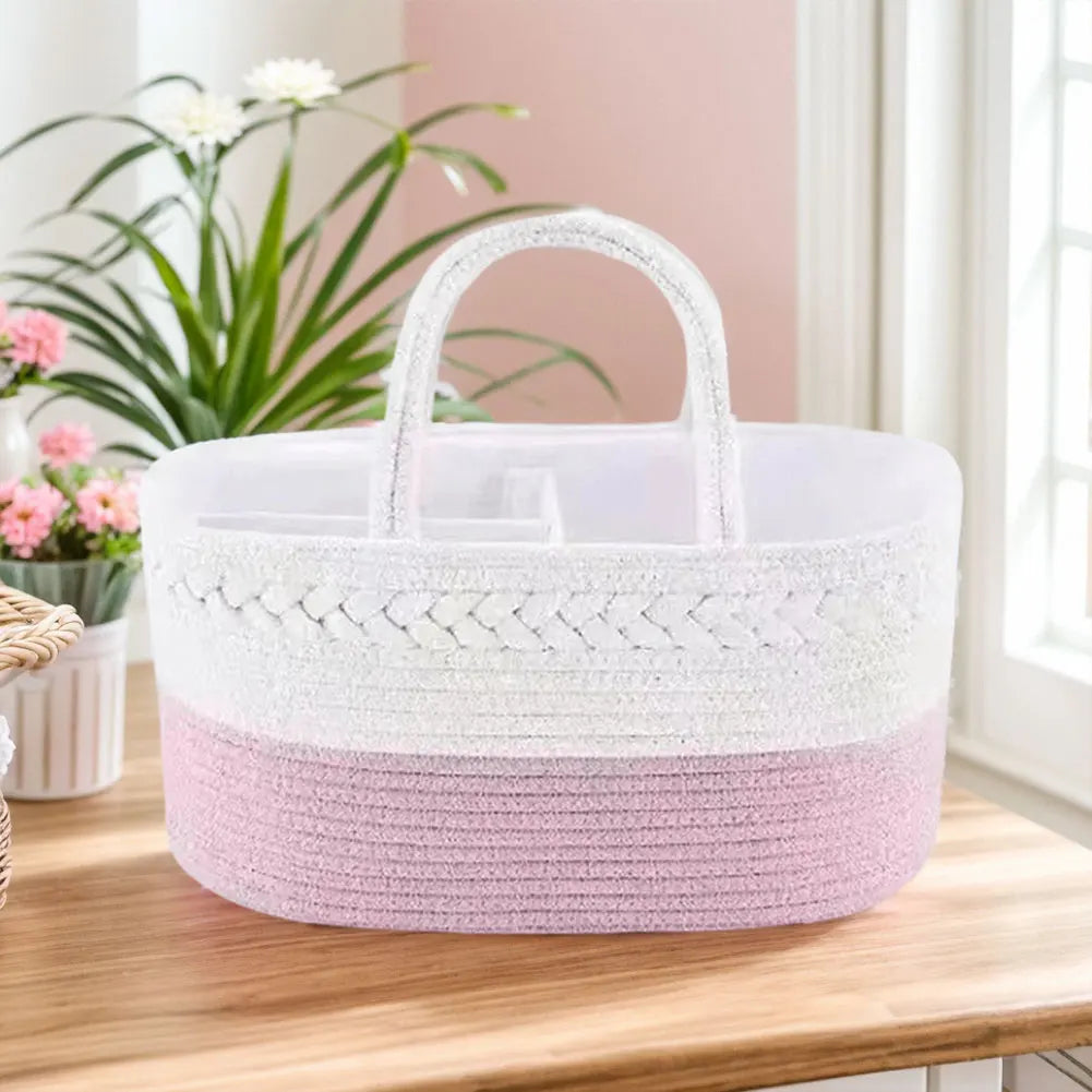 Cotton Rope Baby Diaper Caddy Organizer