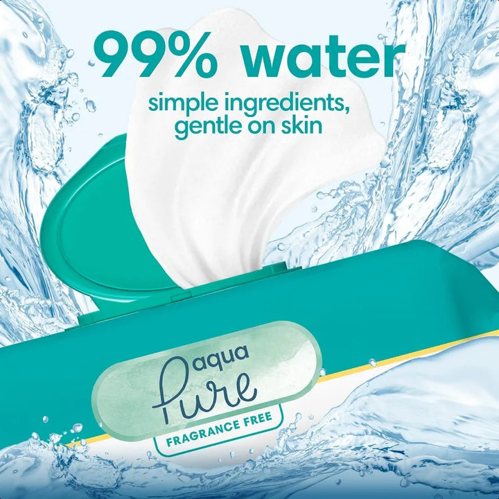 Pampers Aqua Pure Baby Wipes – 672 Unscented Water-Based Wipes