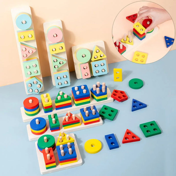 Montessori Wooden Building Blocks Puzzle Toy