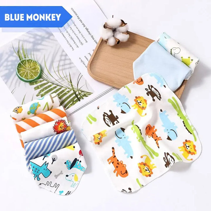 8PCS Cotton Baby Saliva & Nursing Towels – Multi-Color Handkerchief Set