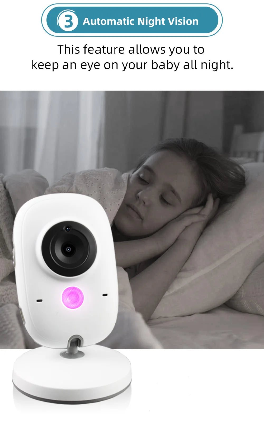 TakTark 3.2" Wireless Video Baby Monitor – Night Vision & Lullabies