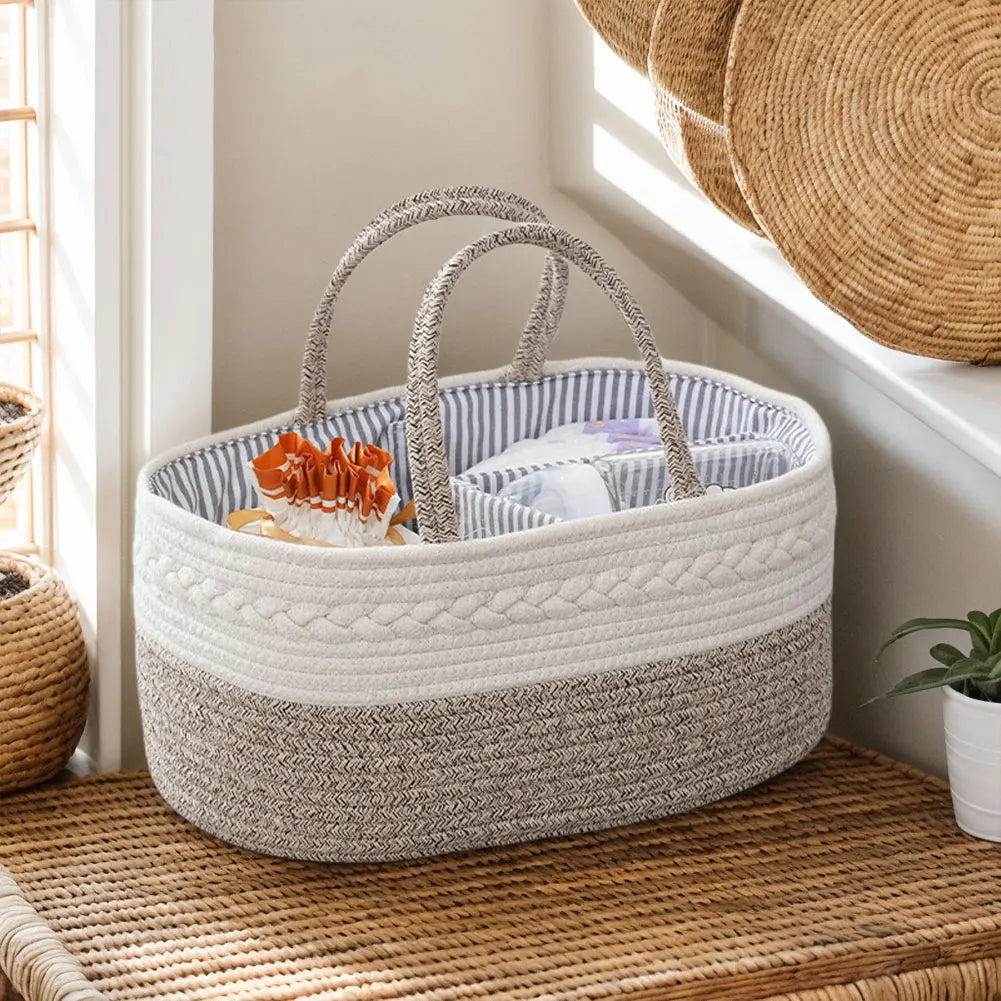 Cotton Rope Baby Diaper Caddy Organizer