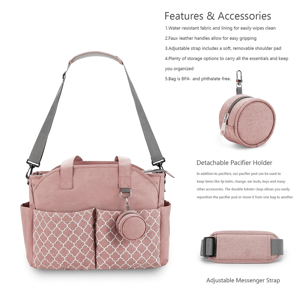 Adjustable Messenger Diaper Bag with Pacifier Holder