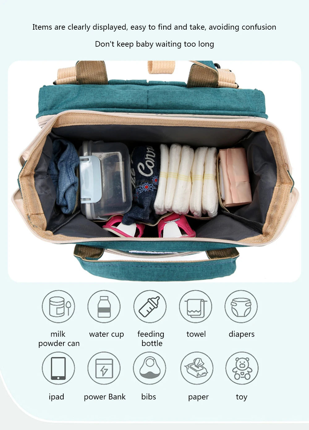 Lightweight Folding Mommy Bag with Crib – Baby Travel Backpack