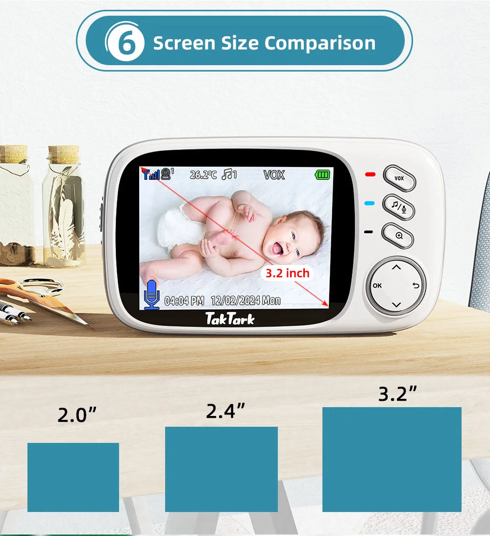 TakTark 3.2" Wireless Video Baby Monitor – Night Vision & Lullabies