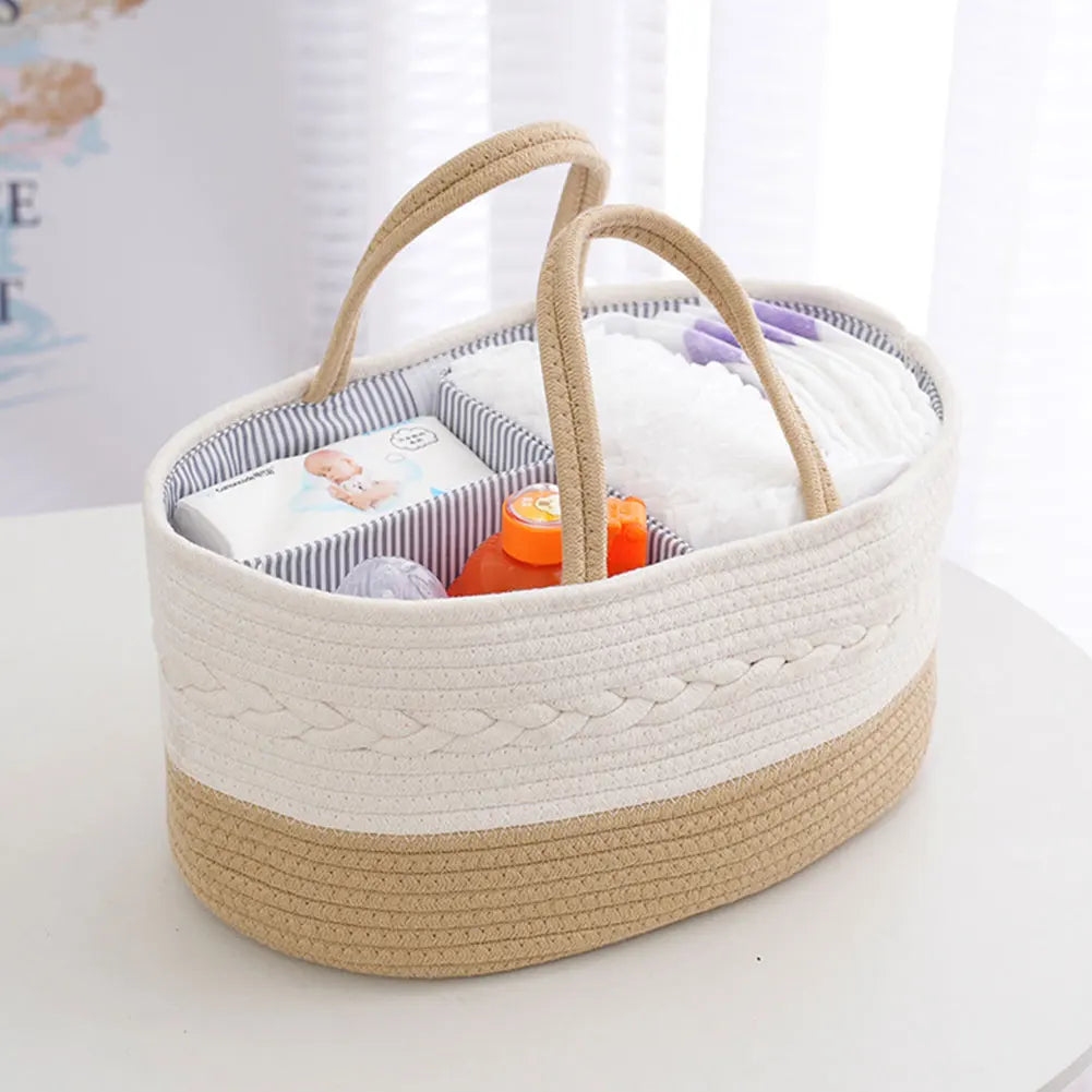 Cotton Rope Baby Diaper Caddy Organizer