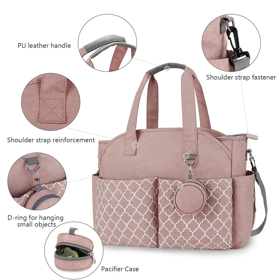 Adjustable Messenger Diaper Bag with Pacifier Holder