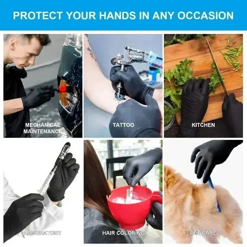 Black XL Disposable PVC Gloves – Latex-Free for Household & Industrial Use