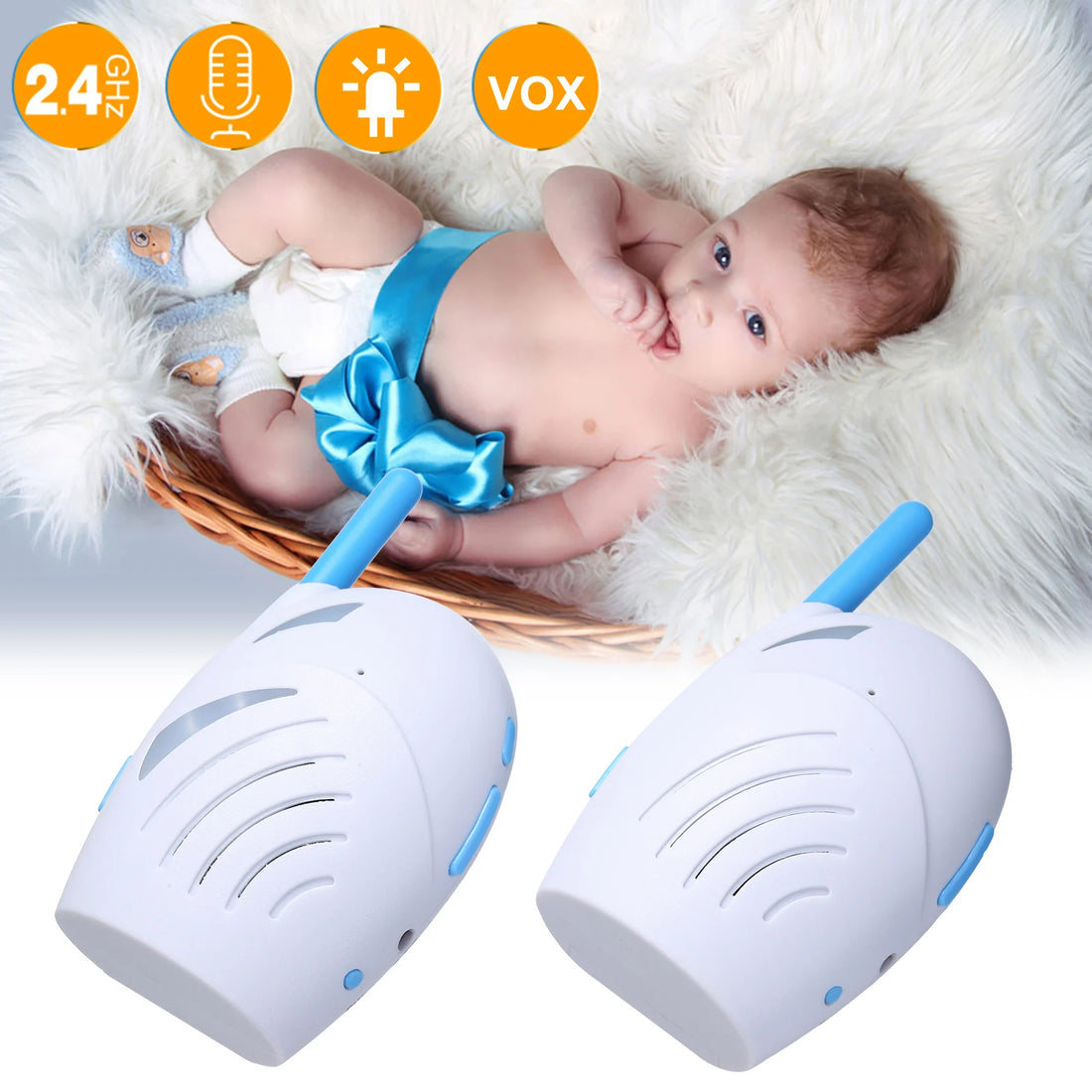 Portable 2.4GHz Wireless Baby Monitor – Two-Way Audio & Cry Detection