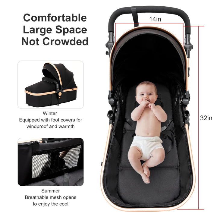 High-Quality 3-in-1 Lightweight Baby Stroller