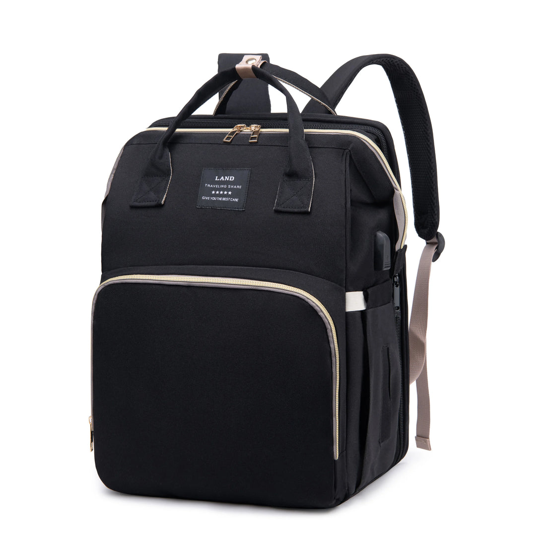 Portable Mommy Bag with Foldable Crib – Travel Diaper Backpack