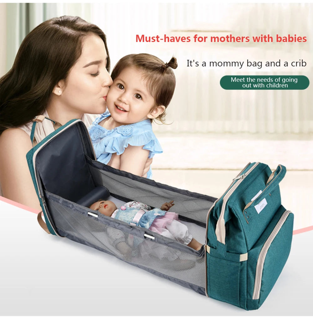 Lightweight Folding Mommy Bag with Crib – Baby Travel Backpack