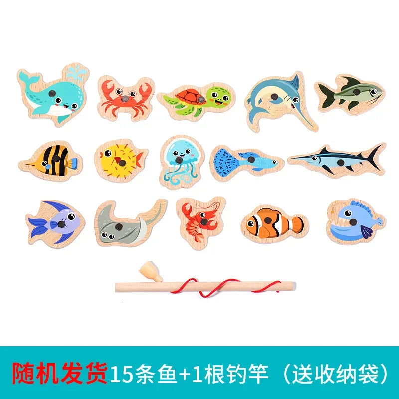 Montessori Wooden Fishing Toy – Marine Life Game