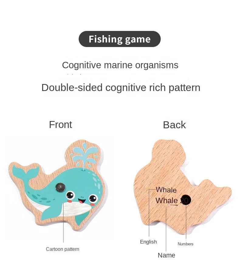 Montessori Wooden Fishing Toy – Marine Life Game