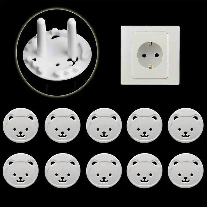 10PCS Bear-Shaped EU Socket Covers – Child Safety Plug Protectors