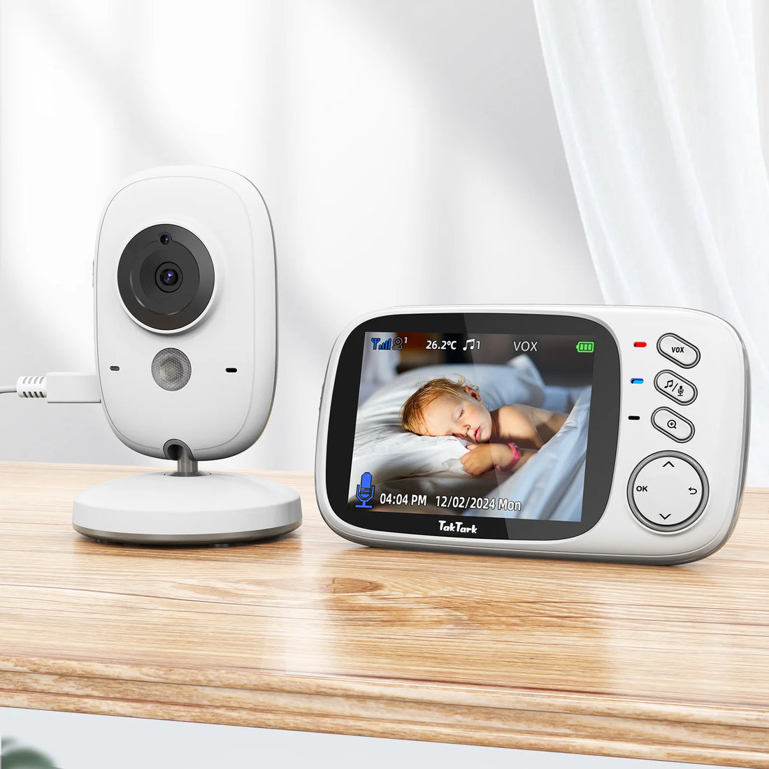 TakTark 3.2" Wireless Video Baby Monitor – Night Vision & Lullabies