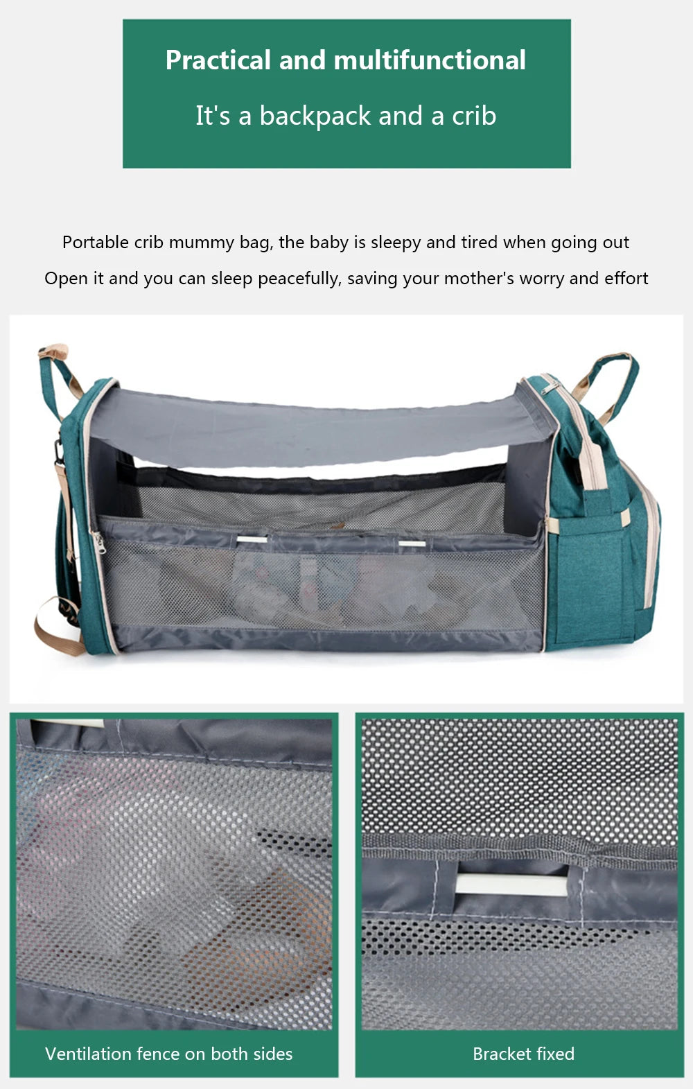 Lightweight Folding Mommy Bag with Crib – Baby Travel Backpack