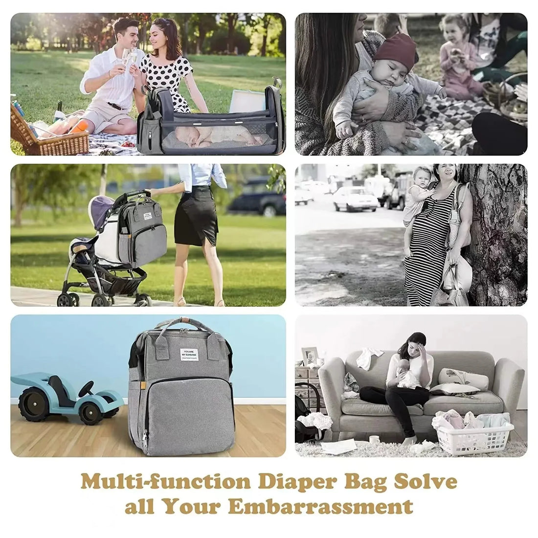 Foldable Diaper Bag with Changing Station