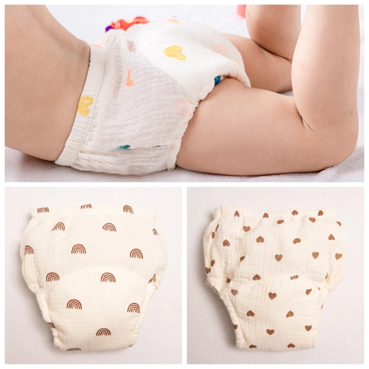 3PCS Cotton Gauze Baby Training Pants – Reusable Summer Diaper Pants