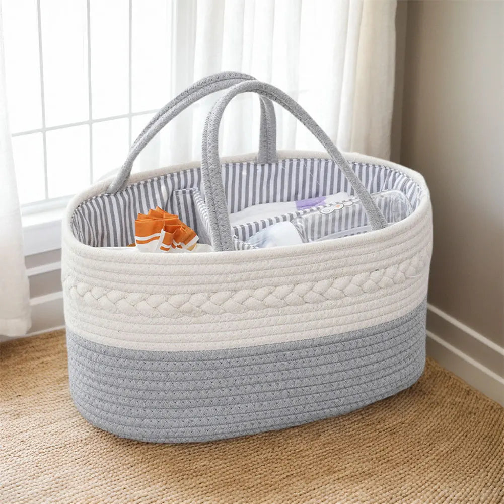 Cotton Rope Baby Diaper Caddy Organizer