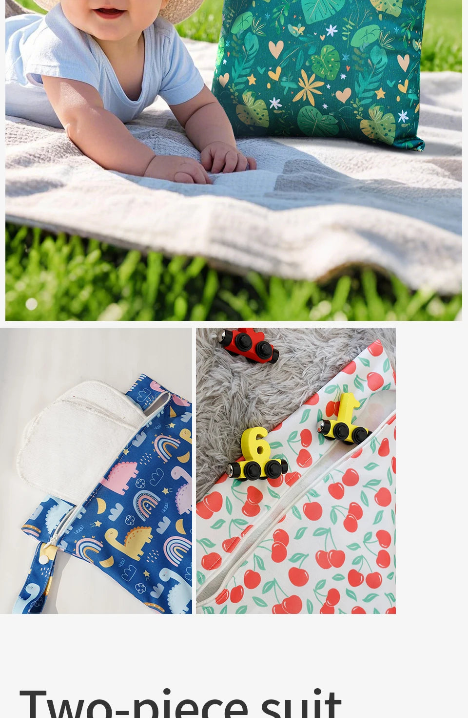 Elinfant 2PCS Waterproof Wet Dry Hanging Bags for Travel & Diapers