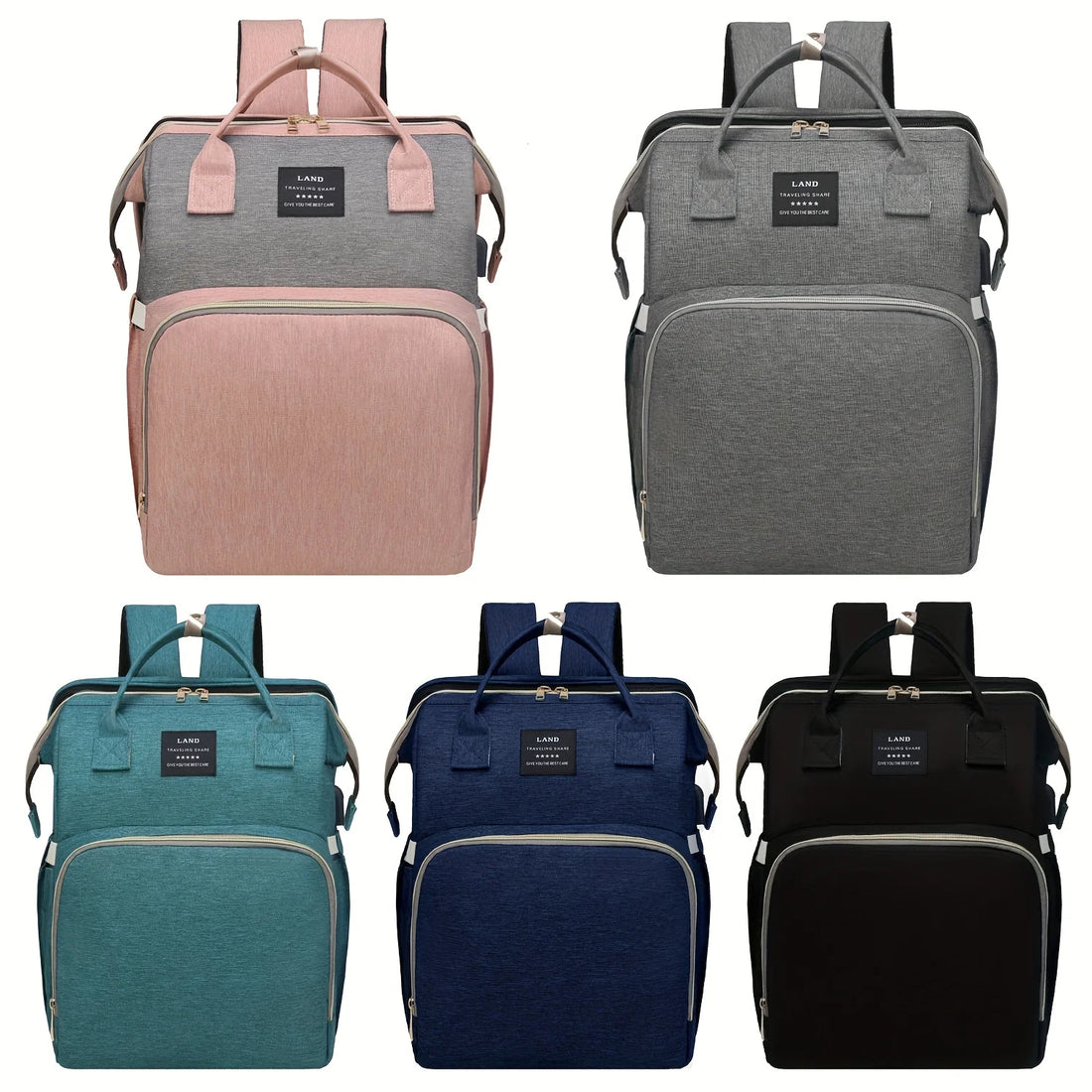 Portable Mommy Bag with Foldable Crib – Travel Diaper Backpack