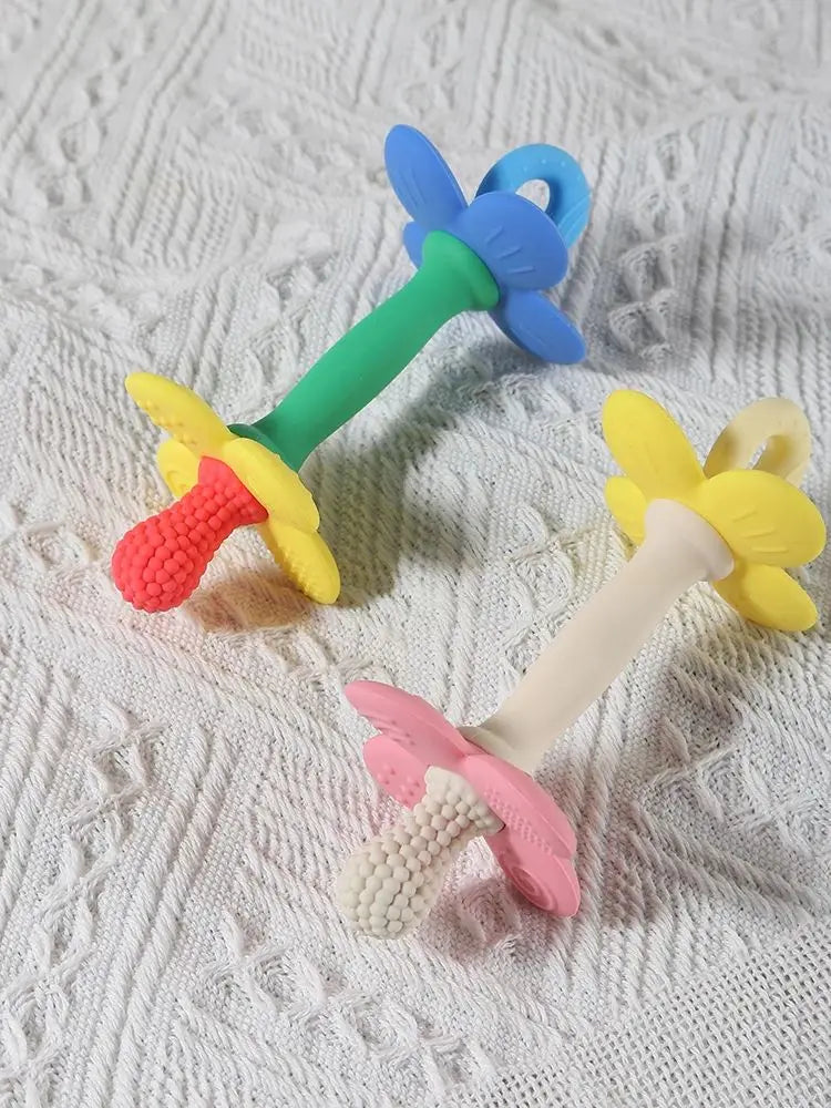 2-in-1 Silicone Flower Teether – Soft, BPA-Free Baby Toy