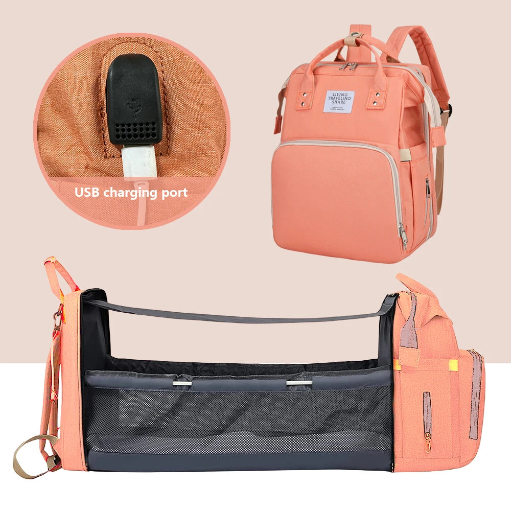 Lightweight Folding Mommy Bag with Crib – Baby Travel Backpack
