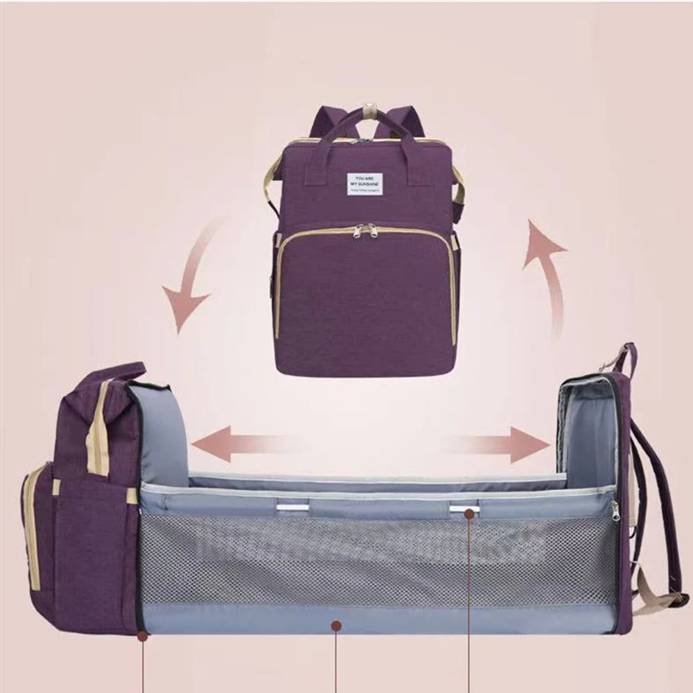 Lightweight Folding Mommy Bag with Crib – Baby Travel Backpack