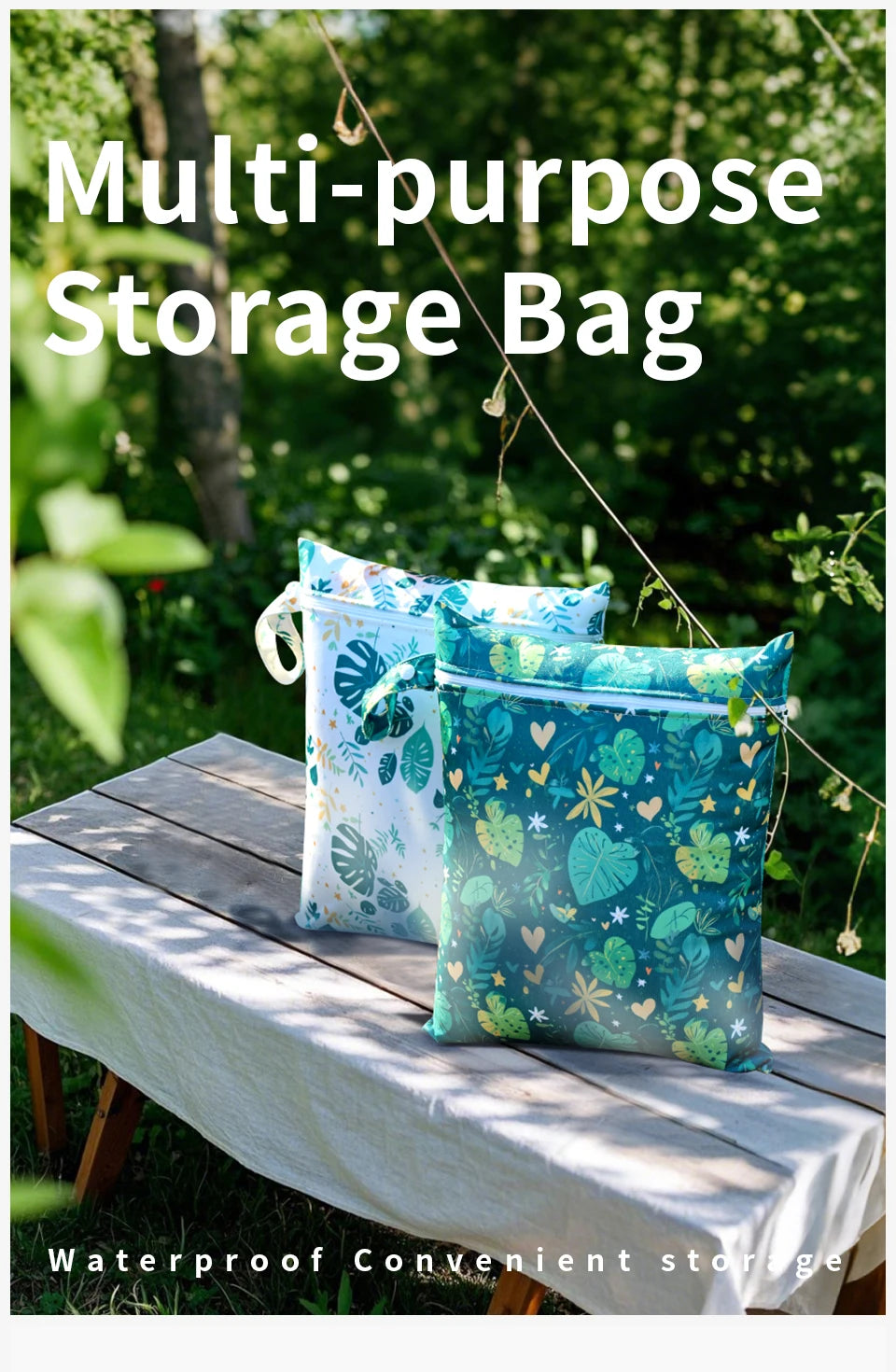 Elinfant 2PCS Waterproof Wet Dry Hanging Bags for Travel & Diapers