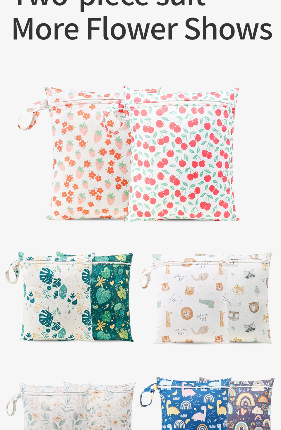 Elinfant 2PCS Waterproof Wet Dry Hanging Bags for Travel & Diapers