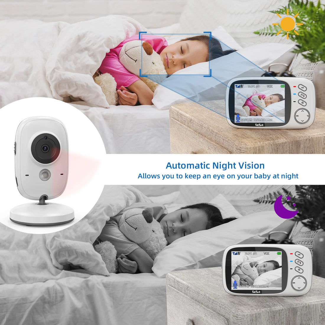 TakTark 3.2" Wireless Video Baby Monitor – Night Vision & Lullabies